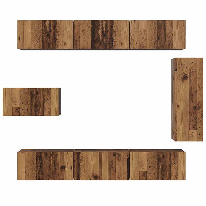 vidaXL TV-Schrankset Wandmontiert 8 pcs Altholz Holzwerkstoff