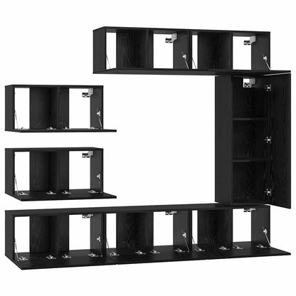 vidaXL TV-Schrankset 8 pcs Schwarz Eichen-Optik Holzwerkstoff