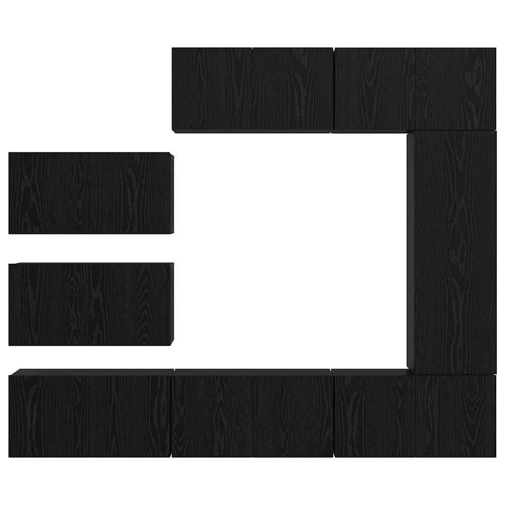 vidaXL TV-Schrankset 8 pcs Schwarz Eichen-Optik Holzwerkstoff