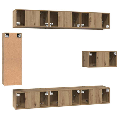 vidaXL TV-Schrankset Wandmontiert 8 pcs Artisan-Eiche Holzwerkstoff