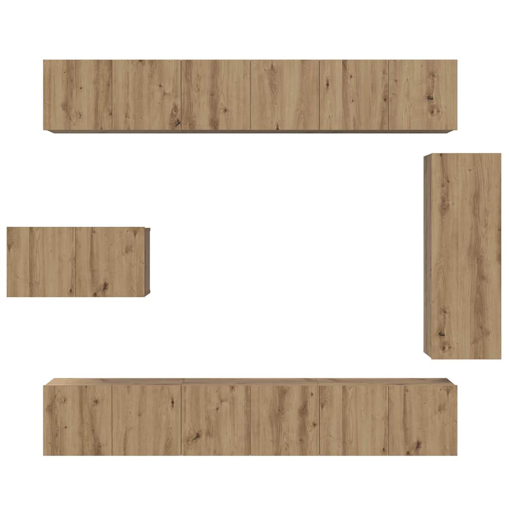 vidaXL TV-Schrankset Wandmontiert 8 pcs Artisan-Eiche Holzwerkstoff