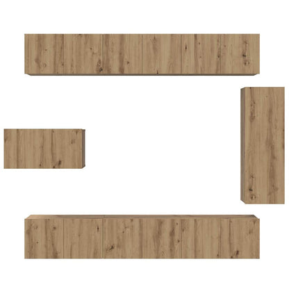 vidaXL TV-Schrankset Wandmontiert 8 pcs Artisan-Eiche Holzwerkstoff