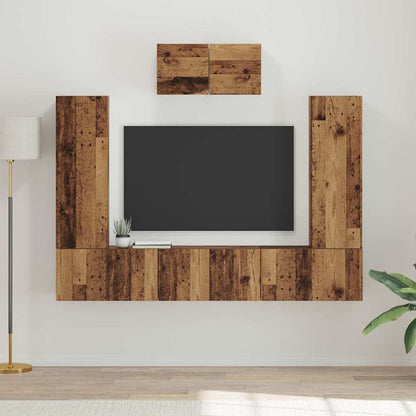 vidaXL TV-Schrankset Wandmontiert 7 pcs Altholz Holzwerkstoff
