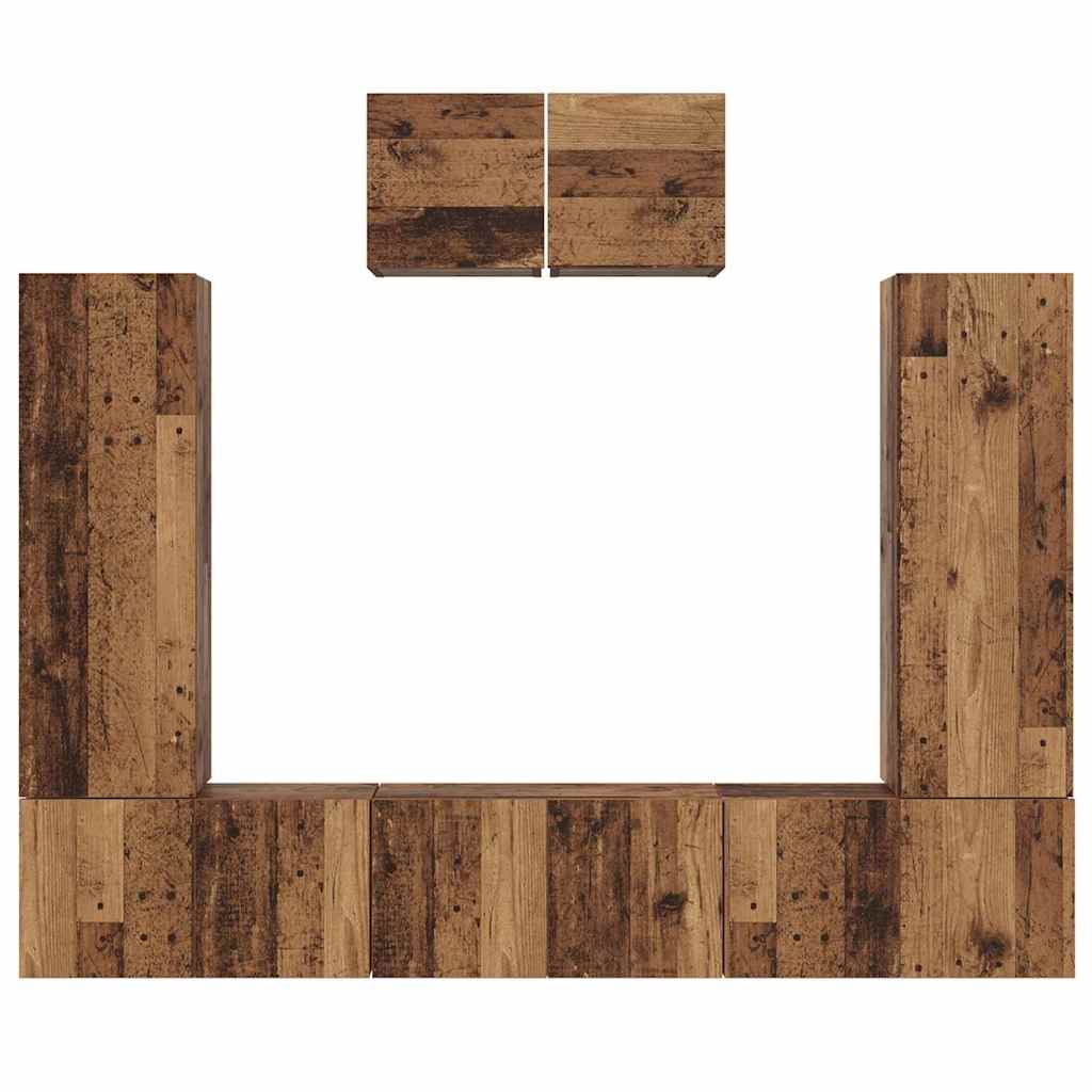 vidaXL TV-Schrankset Wandmontiert 7 pcs Altholz Holzwerkstoff