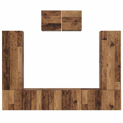 vidaXL TV-Schrankset Wandmontiert 7 pcs Altholz Holzwerkstoff