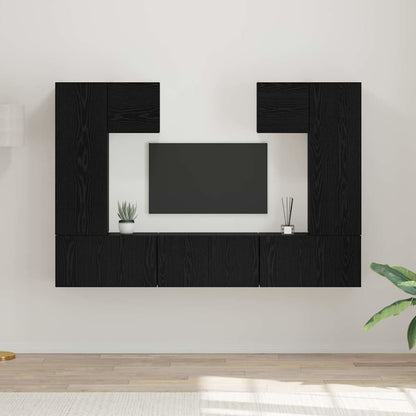 vidaXL TV-Schrankset 7 pcs Schwarz Eichen-Optik Holzwerkstoff