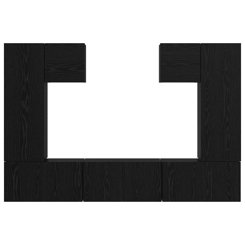 vidaXL TV-Schrankset 7 pcs Schwarz Eichen-Optik Holzwerkstoff