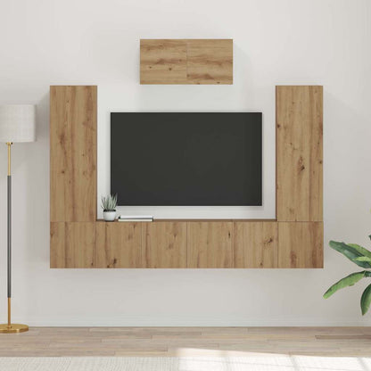 vidaXL TV-Schrankset Wandmontiert 7 pcs Artisan-Eiche Holzwerkstoff