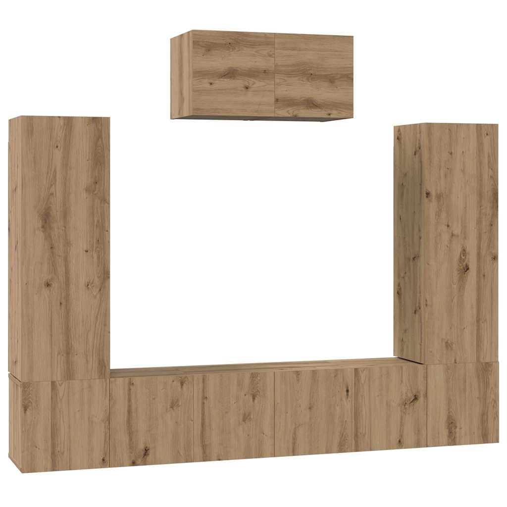 vidaXL TV-Schrankset Wandmontiert 7 pcs Artisan-Eiche Holzwerkstoff