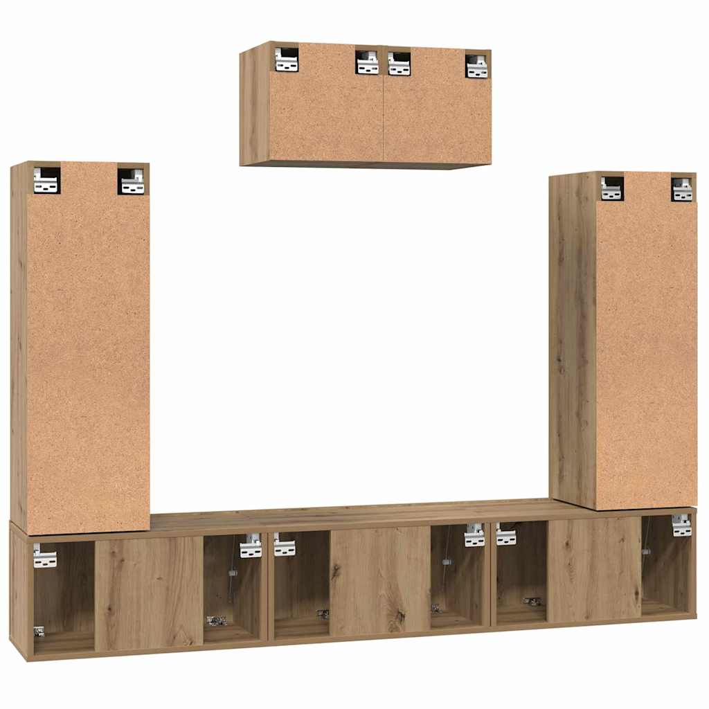 vidaXL TV-Schrankset Wandmontiert 7 pcs Artisan-Eiche Holzwerkstoff