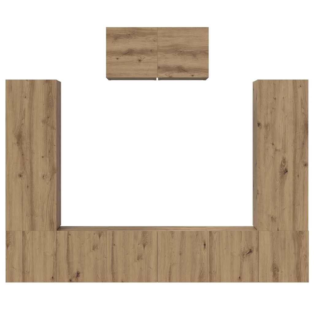 vidaXL TV-Schrankset Wandmontiert 7 pcs Artisan-Eiche Holzwerkstoff
