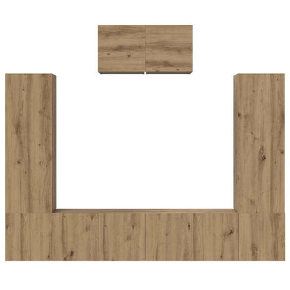 vidaXL TV-Schrankset Wandmontiert 7 pcs Artisan-Eiche Holzwerkstoff