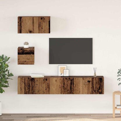vidaXL TV-Schrankset Wandmontiert 3 pcs Altholz Holzwerkstoff