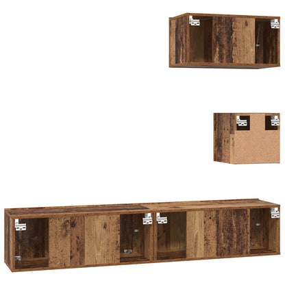 vidaXL TV-Schrankset Wandmontiert 3 pcs Altholz Holzwerkstoff