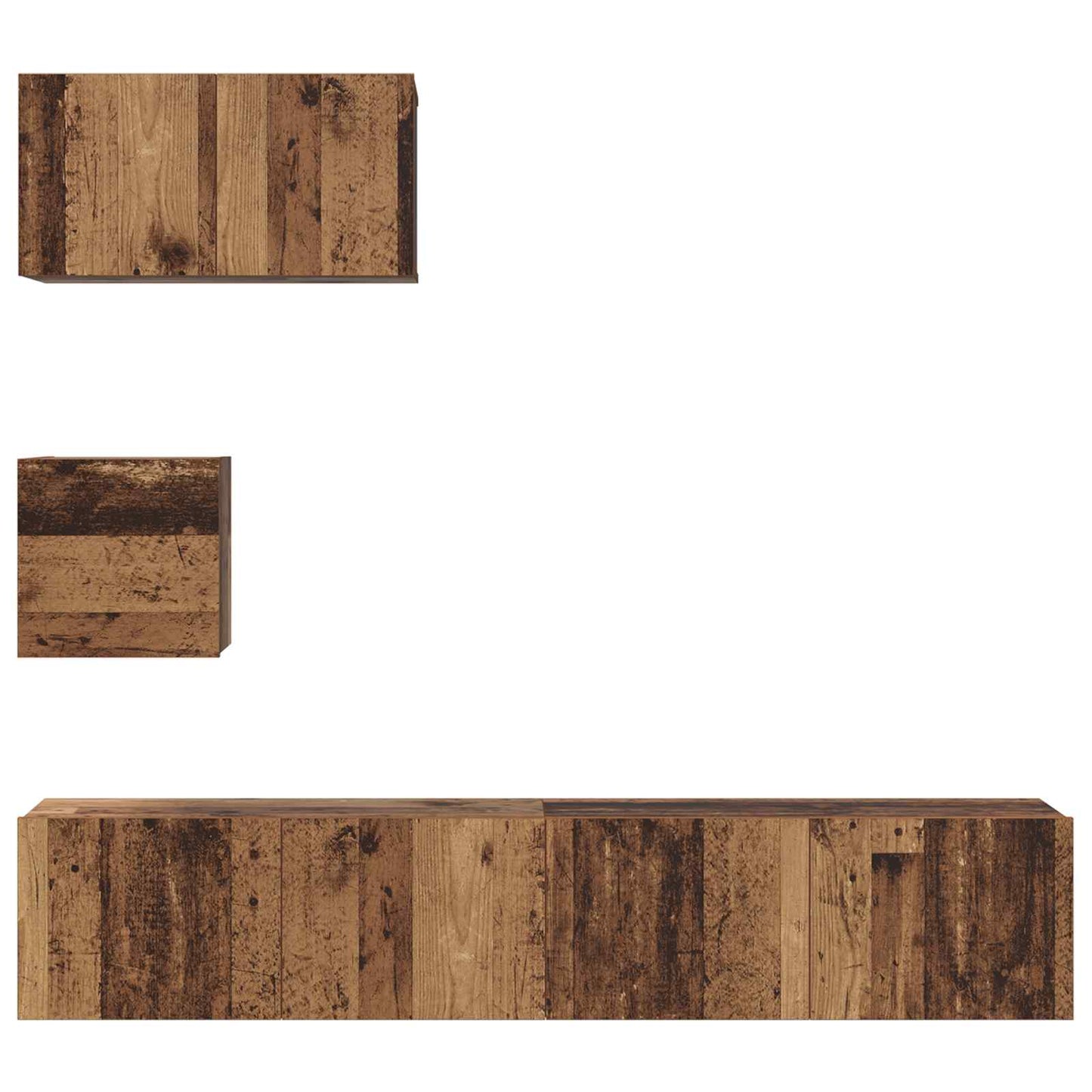 vidaXL TV-Schrankset Wandmontiert 3 pcs Altholz Holzwerkstoff