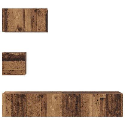 vidaXL TV-Schrankset Wandmontiert 3 pcs Altholz Holzwerkstoff