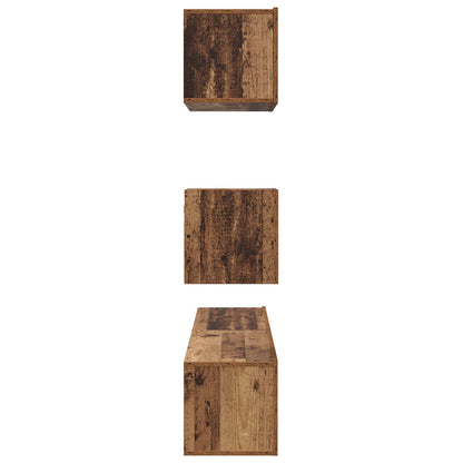 vidaXL TV-Schrankset Wandmontiert 3 pcs Altholz Holzwerkstoff