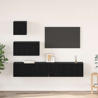 Meuble TV vidaXL 3 pcs aspect chêne noir bois d'ingénierie