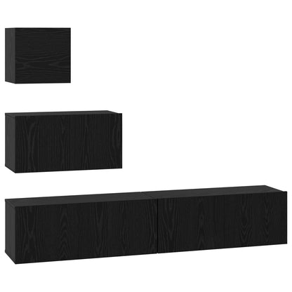Meuble TV vidaXL 3 pcs aspect chêne noir bois d'ingénierie