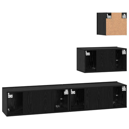 Meuble TV vidaXL 3 pcs aspect chêne noir bois d'ingénierie