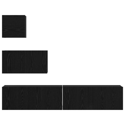 Meuble TV vidaXL 3 pcs aspect chêne noir bois d'ingénierie
