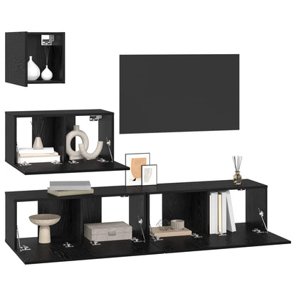 Meuble TV vidaXL 3 pcs aspect chêne noir bois d'ingénierie