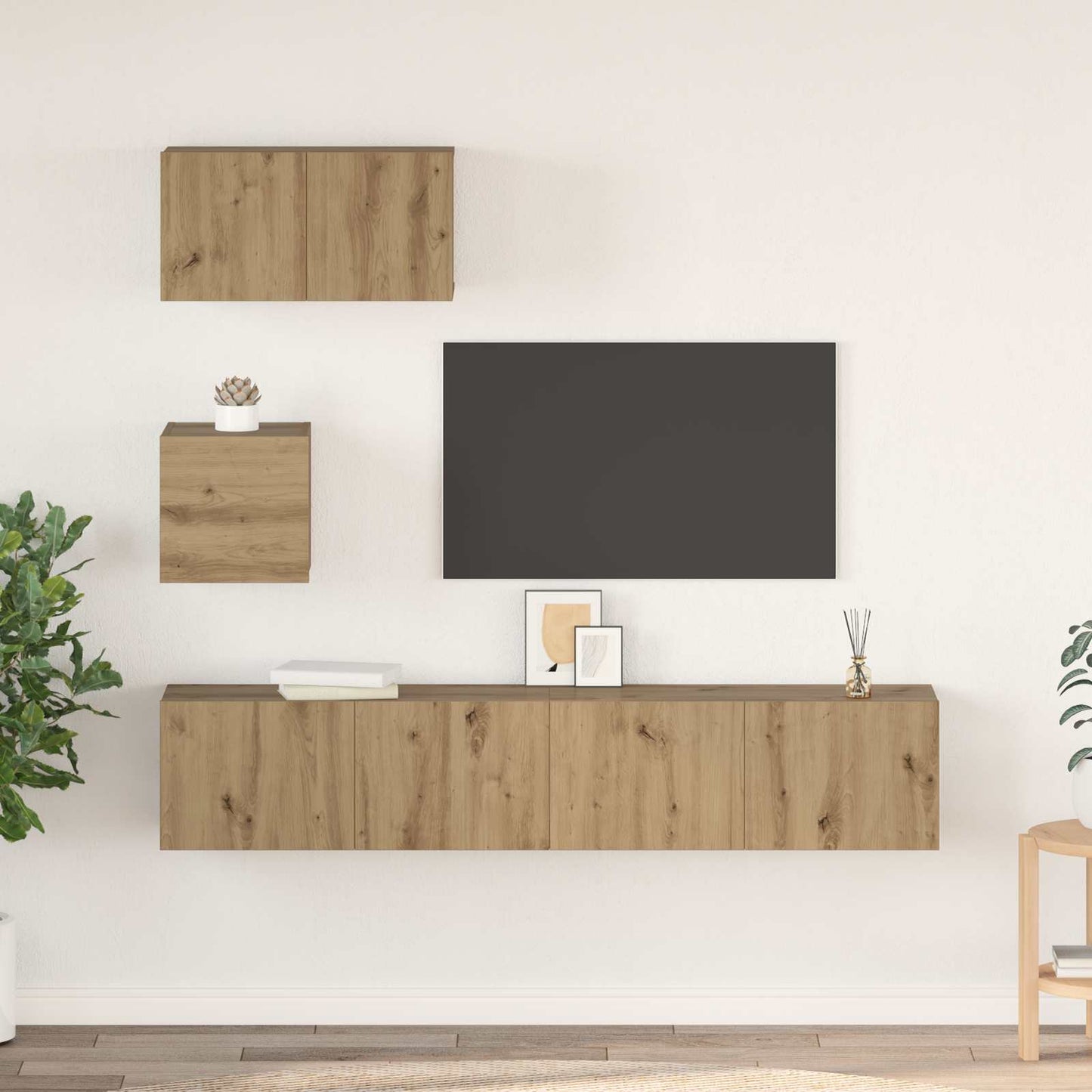 vidaXL TV-Schrankset Wandmontiert 3 pcs Artisan-Eiche Holzwerkstoff