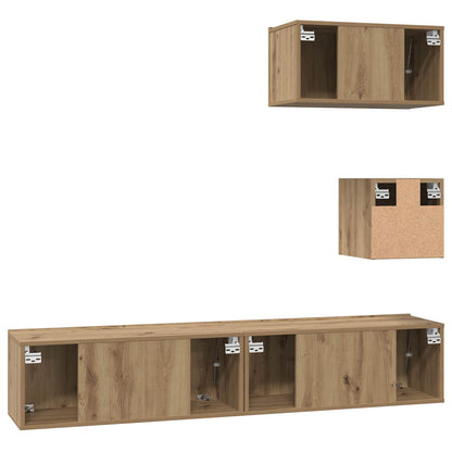 vidaXL TV-Schrankset Wandmontiert 3 pcs Artisan-Eiche Holzwerkstoff