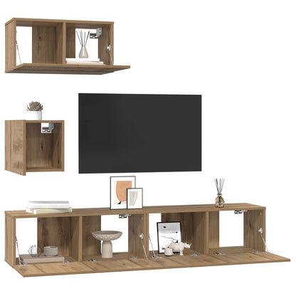 vidaXL TV-Schrankset Wandmontiert 3 pcs Artisan-Eiche Holzwerkstoff
