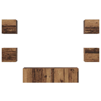 vidaXL TV-Schrankset Wandmontiert 6 pcs Altholz Holzwerkstoff