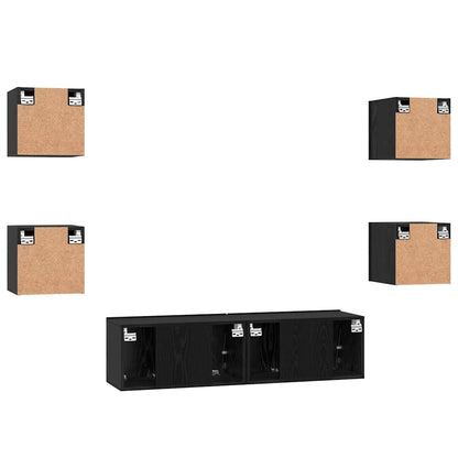 vidaXL TV-Schrankset 6 pcs Schwarz Eichen-Optik Holzwerkstoff