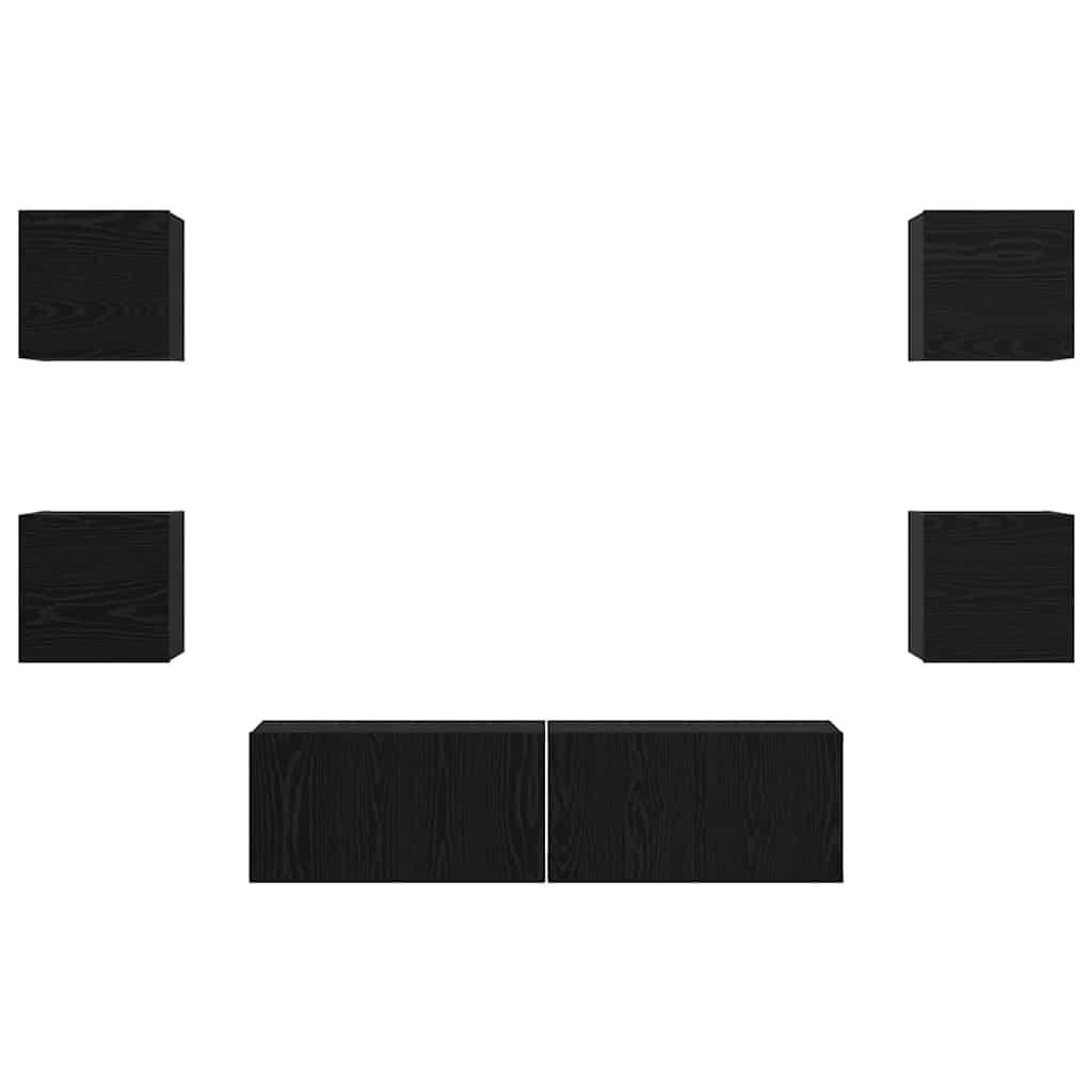 vidaXL TV-Schrankset 6 pcs Schwarz Eichen-Optik Holzwerkstoff