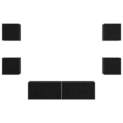 vidaXL TV-Schrankset 6 pcs Schwarz Eichen-Optik Holzwerkstoff