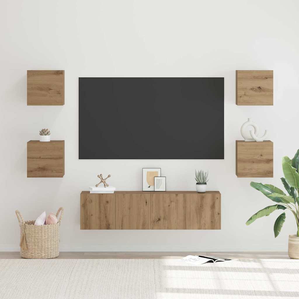 vidaXL Meuble TV mural 6 pcs Chêne artisan Bois d'ingénierie