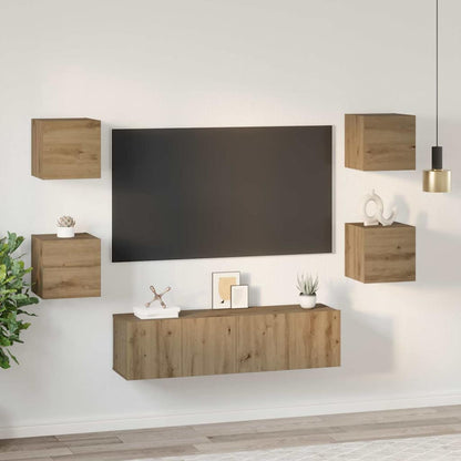 vidaXL Meuble TV mural 6 pcs Chêne artisan Bois d'ingénierie