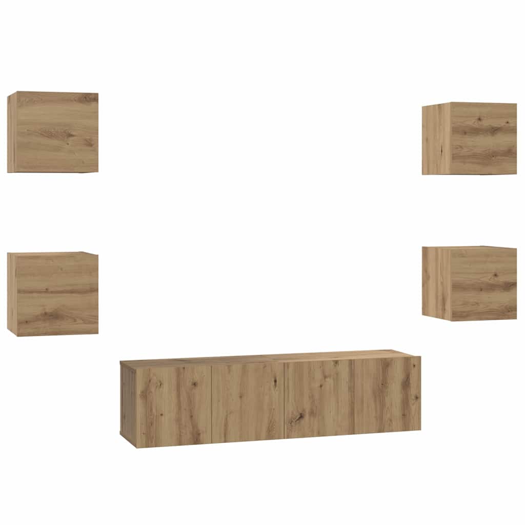 vidaXL Meuble TV mural 6 pcs Chêne artisan Bois d'ingénierie