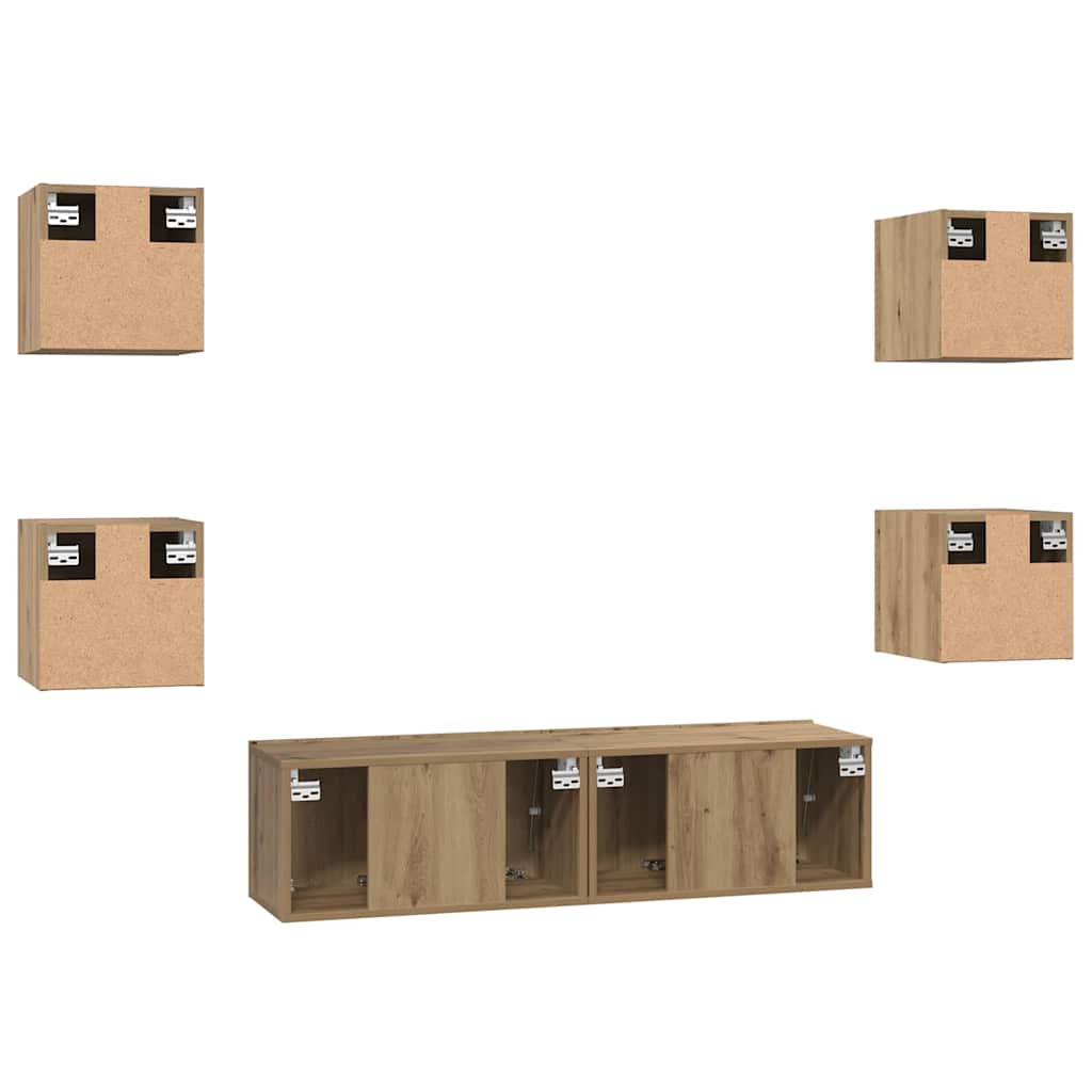 vidaXL Meuble TV mural 6 pcs Chêne artisan Bois d'ingénierie