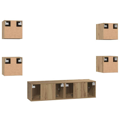vidaXL Meuble TV mural 6 pcs Chêne artisan Bois d'ingénierie