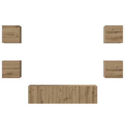 vidaXL Meuble TV mural 6 pcs Chêne artisan Bois d'ingénierie