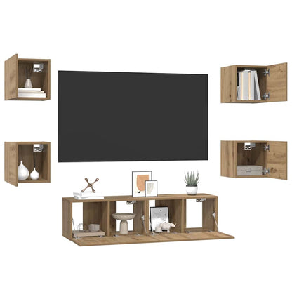 vidaXL Meuble TV mural 6 pcs Chêne artisan Bois d'ingénierie