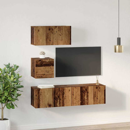 vidaXL TV-Schrankset Wandmontiert 4 pcs Altholz Holzwerkstoff