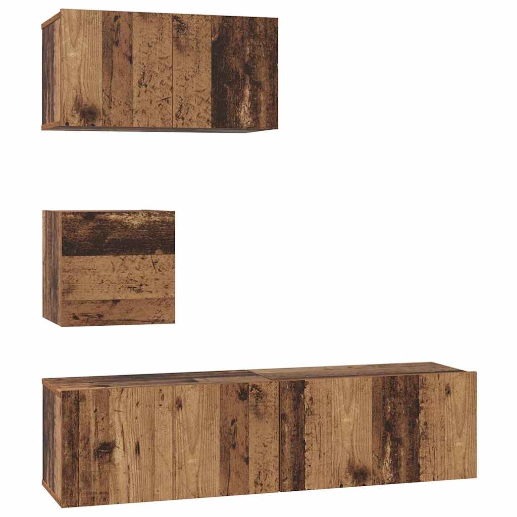 vidaXL TV-Schrankset Wandmontiert 4 pcs Altholz Holzwerkstoff