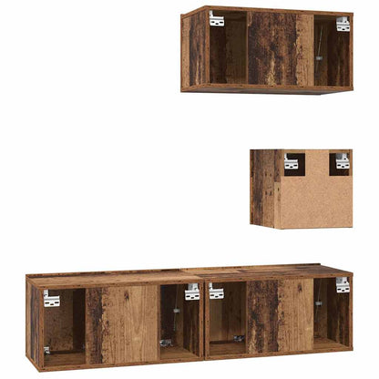 vidaXL TV-Schrankset Wandmontiert 4 pcs Altholz Holzwerkstoff