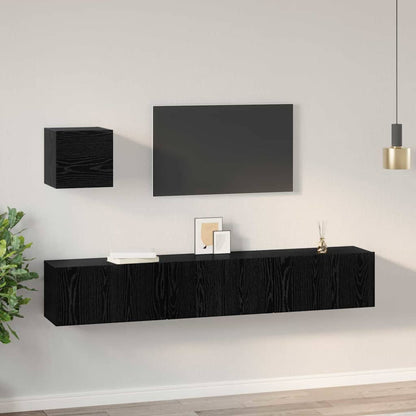 vidaXL TV-Schrankset 4 pcs Schwarz Eichen-Optik Holzwerkstoff