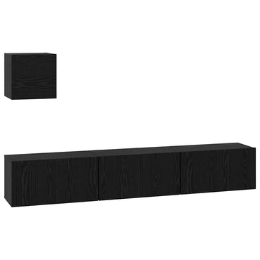 vidaXL TV-Schrankset 4 pcs Schwarz Eichen-Optik Holzwerkstoff