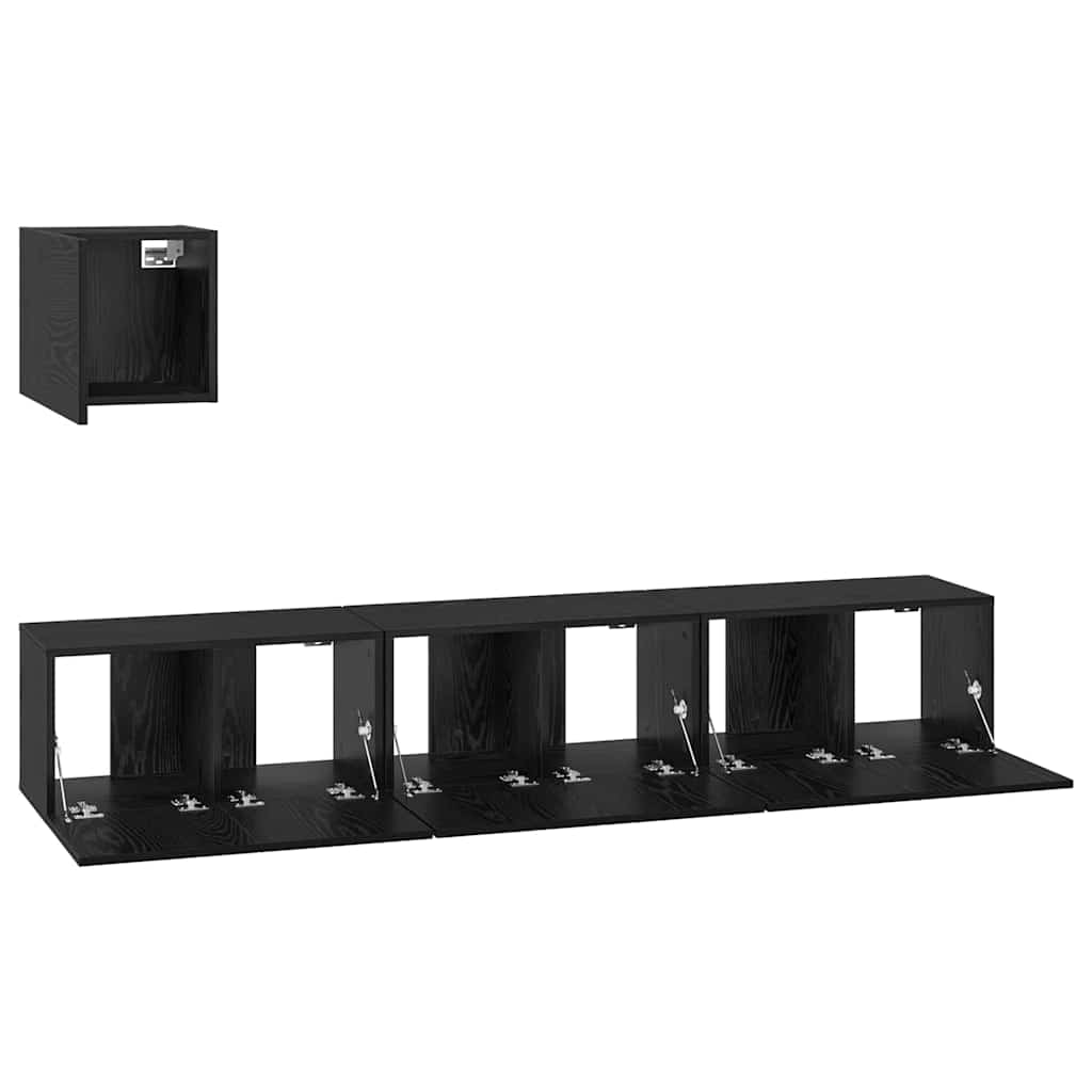 vidaXL TV-Schrankset 4 pcs Schwarz Eichen-Optik Holzwerkstoff