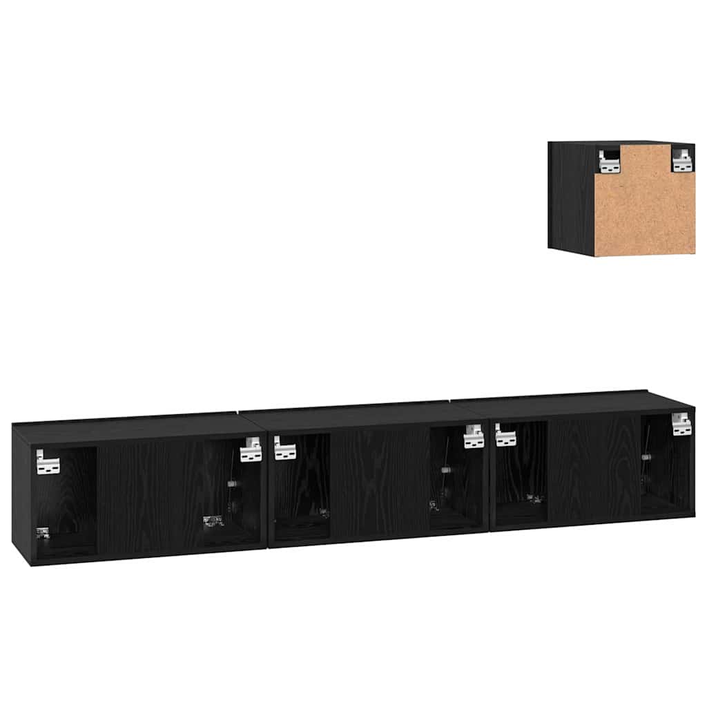 vidaXL TV-Schrankset 4 pcs Schwarz Eichen-Optik Holzwerkstoff