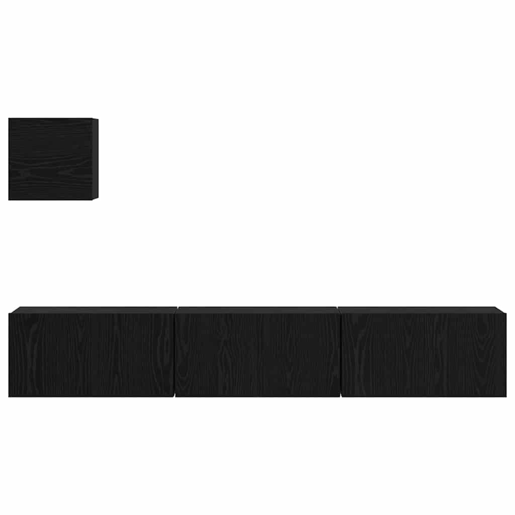 vidaXL TV-Schrankset 4 pcs Schwarz Eichen-Optik Holzwerkstoff