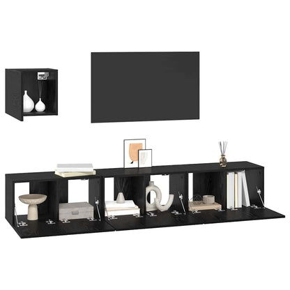 vidaXL TV-Schrankset 4 pcs Schwarz Eichen-Optik Holzwerkstoff