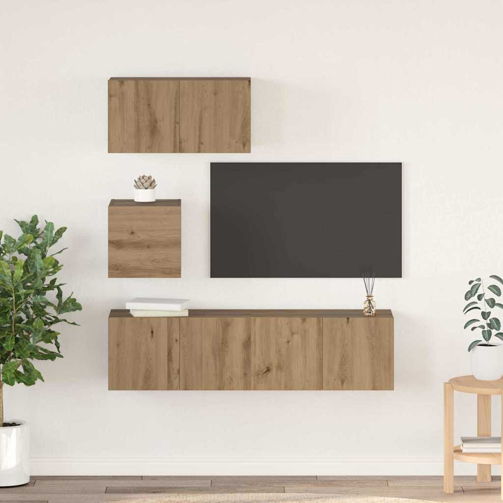 vidaXL Ensemble de meubles TV muraux 4 pcs Chêne Artisan Bois d'ingénierie